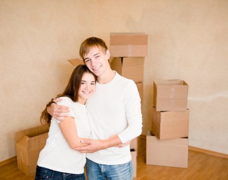 Van filled with moving boxes and furniture